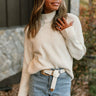 Emersyn Cream High Neck Sweater- frontal side view