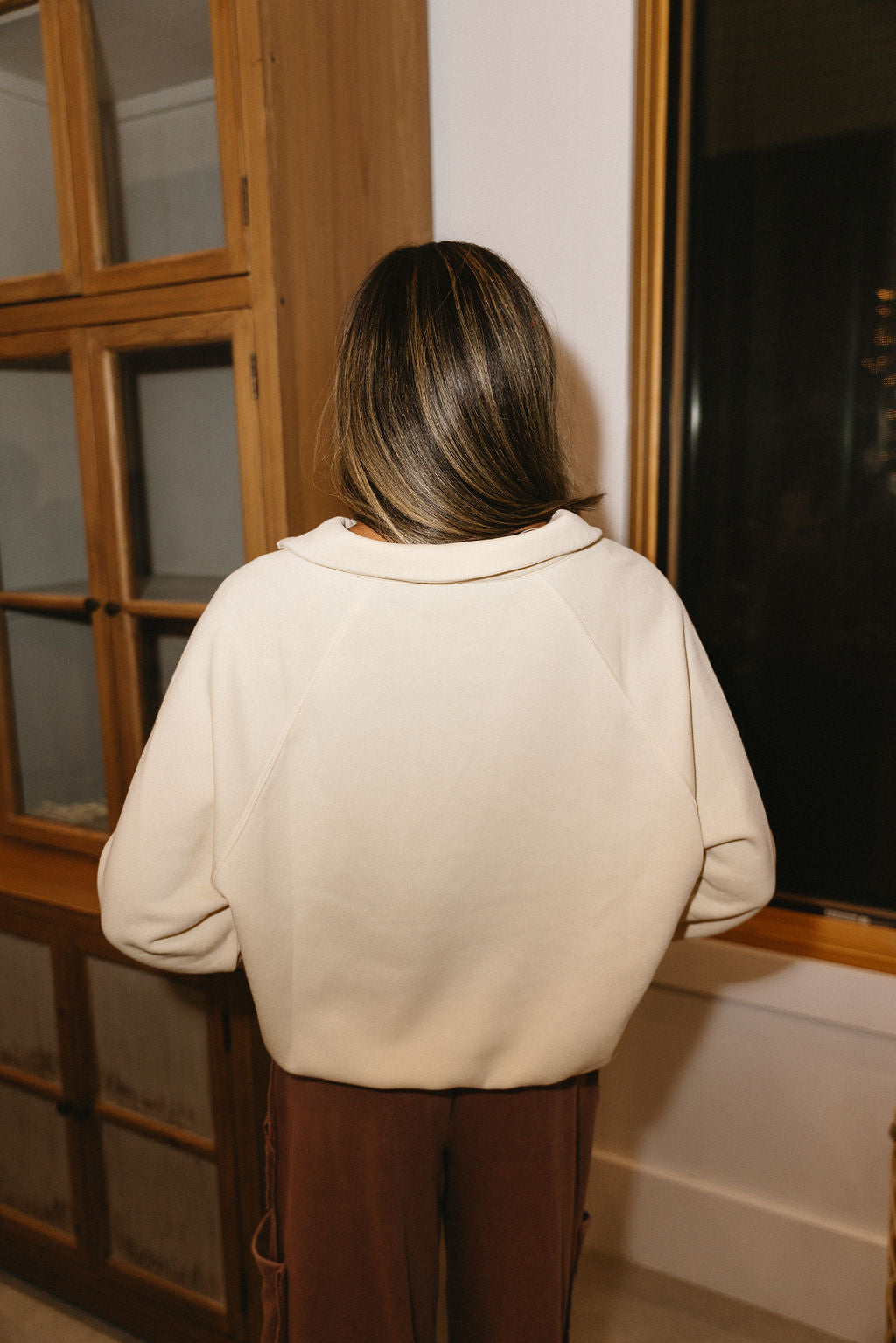 Hannah Washed Cream Collar Pullover -back view