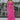Full body front view of model wearing the Coastal Paradise Dress in Pink that has hot pink ribbed fabric, midi length, a round neckline, an elastic waistband, and spaghetti straps. Styled with gold belt.
