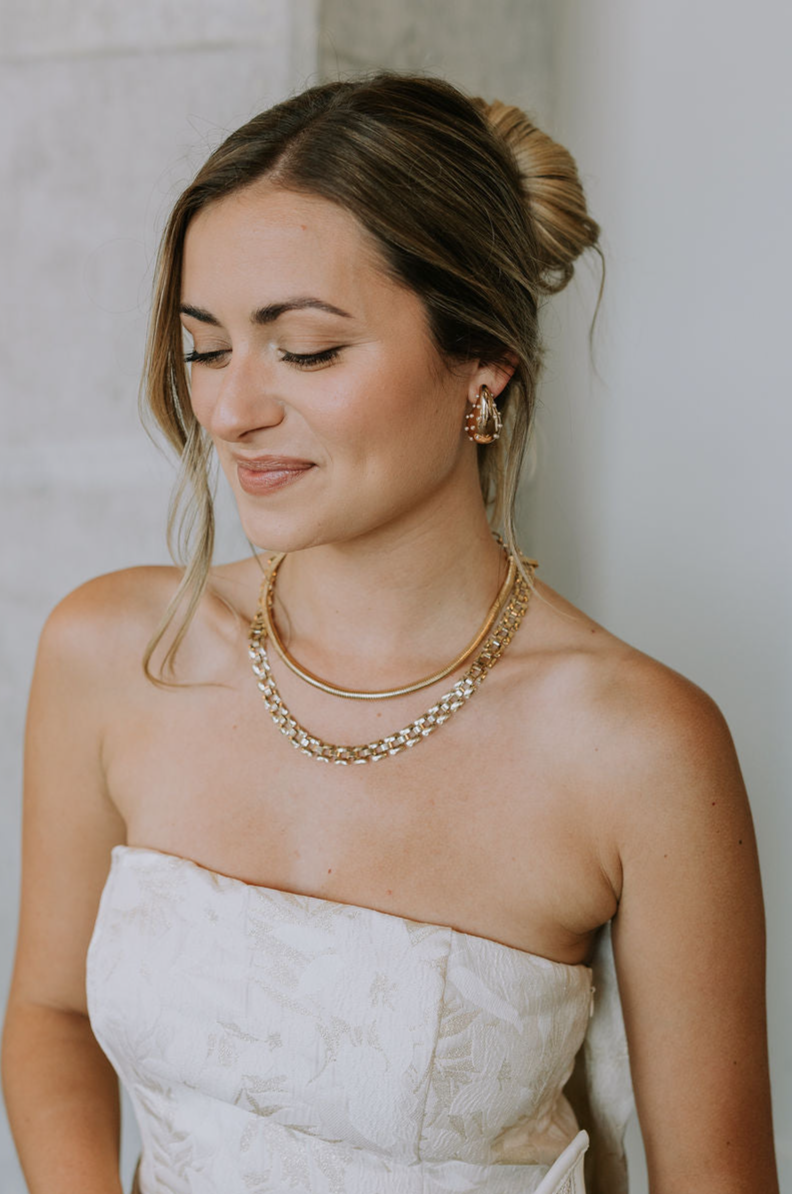 Lila Gold Ribbed & Link Double Necklace