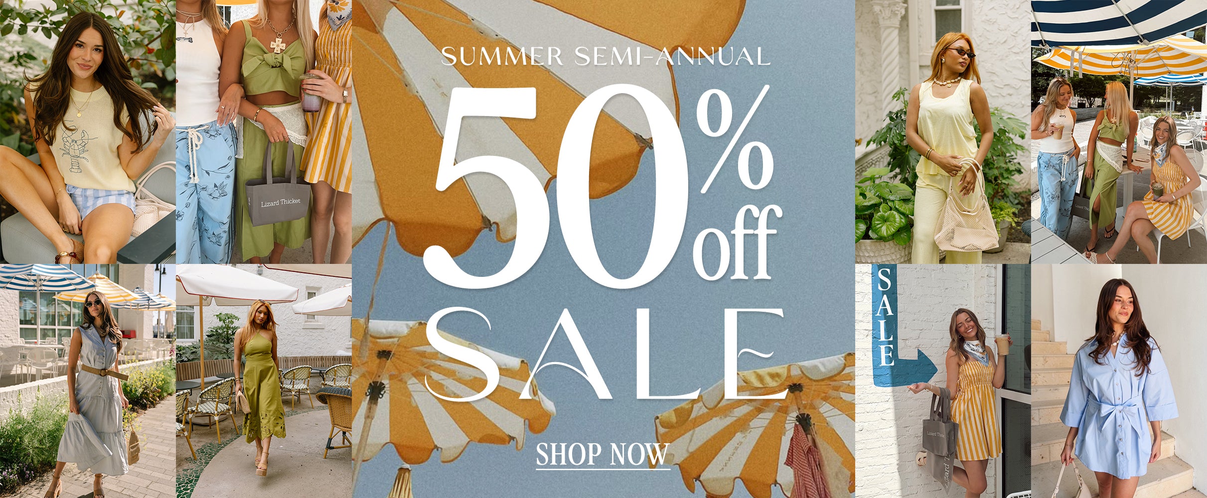 summer semi-annual 50% off sale