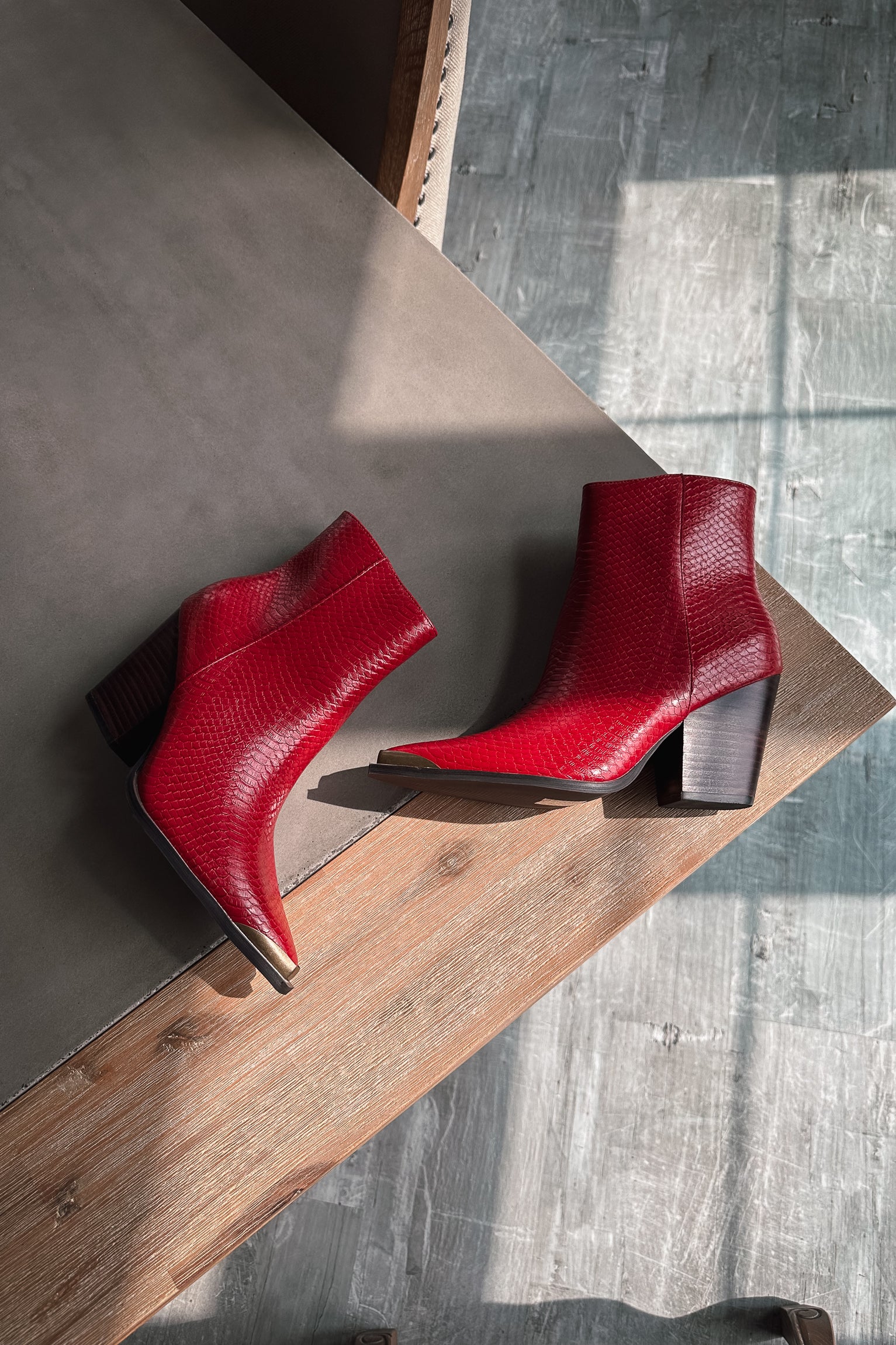 Frankie Western Ankle Red Boot - flat lay view