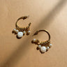 Tayla Gold & Pearl Dangle Hoop Earring- flat lay view