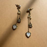Leslie Gold & Pearl Heart Dangle Earring- flat lay view