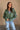 Gia Green & Lavender Quarter Zip Pullover - front view on brunette model