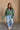 Gia Green & Lavender Quarter Zip Pullover - full front view on brunette model