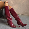 Lexington Wine Knee High Boot- frontal side view