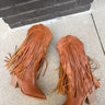 Aubrey Brown Fringe Western Tall Boot- flat lay view