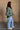 Gia Green & Lavender Quarter Zip Pullover - full side view on brunette model