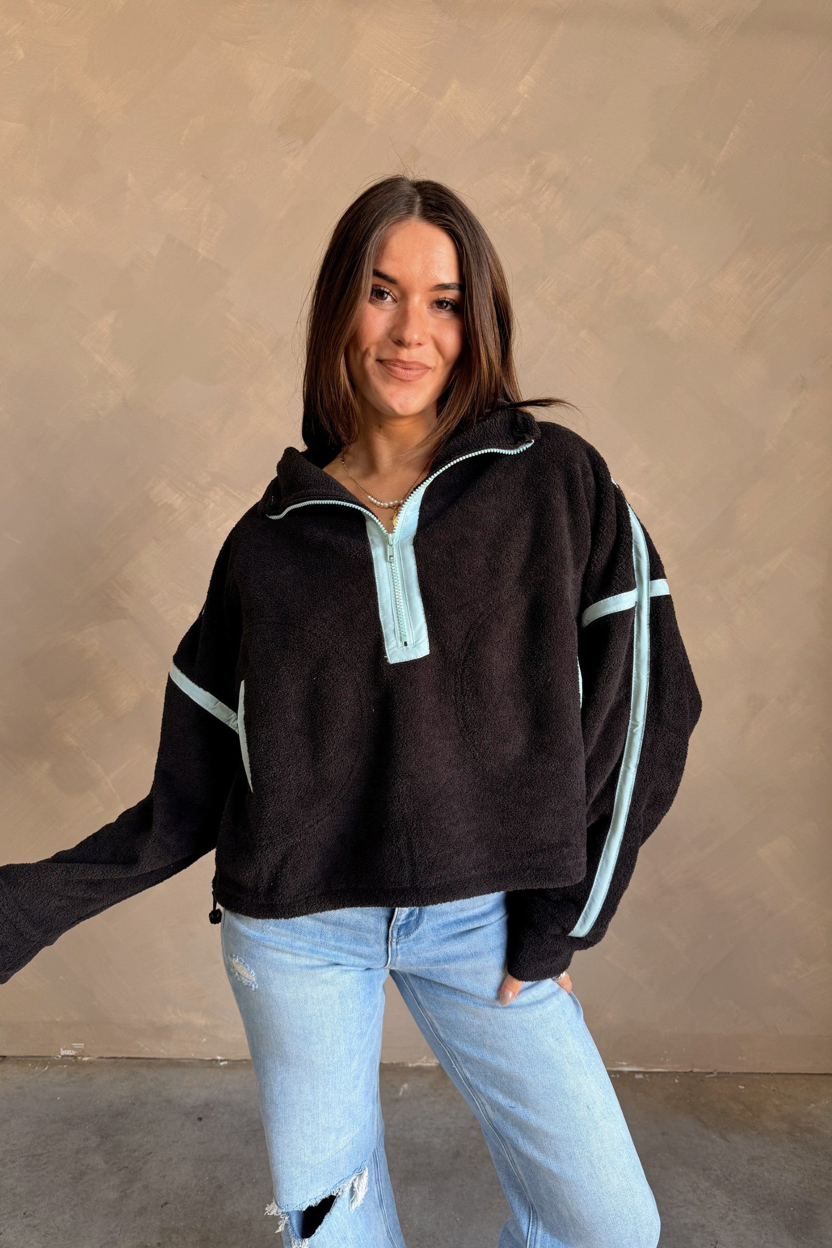Gia Black & Blue Quarter Zip Pullover - frontal