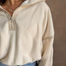 Gia Ivory & Beige Quarter Zip Pullover - close up front 