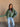 Gia Green & Lavender Quarter Zip Pullover - front of brunette model