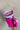 Top view- Hand is holding the You Can Do It Tumbler which is a hot pink 40 oz  tumbler featuring a silver "You Can Do It" graphic.