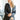 Front view of model wearing the Back To Business Blazer in Black that has  black faux-leather, a collar and lapel, and long sleeves. Worn over white blouse.