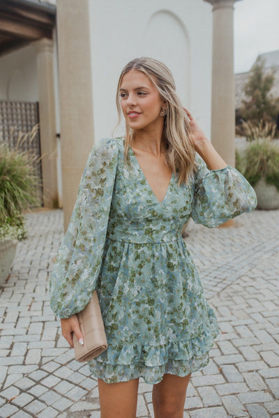 floral beaded mesh dress with balloon sleeve Beaded Mesh Dresses Adrianna Papell