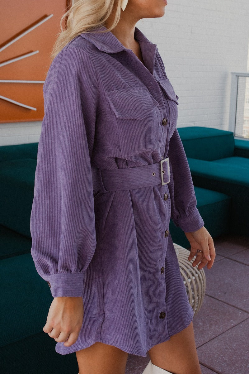 purple cord dress Buy Salento Collared Cord Dress-Purple Color | Dresses for Women