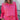Front view of model wearing the Out Of Your League Top, which has a hot pink material, a collar neck, a long sleeve, a 3/4 button-up front, a patch-work design, and a wide cropped fit.