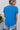 Back view of the Irreplaceable Top that features a royal blue material, a round neckline with a ruffle detail, a cut-out at the chest with adjustable ties, a short smocked sleeve, and a flowy fit.