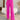 Front view of model wearing the Make A Statement Pants, which feature a pink chiffon material, a high-rise fit, a thick waist band, a wide leg fit, and a back zipper closure