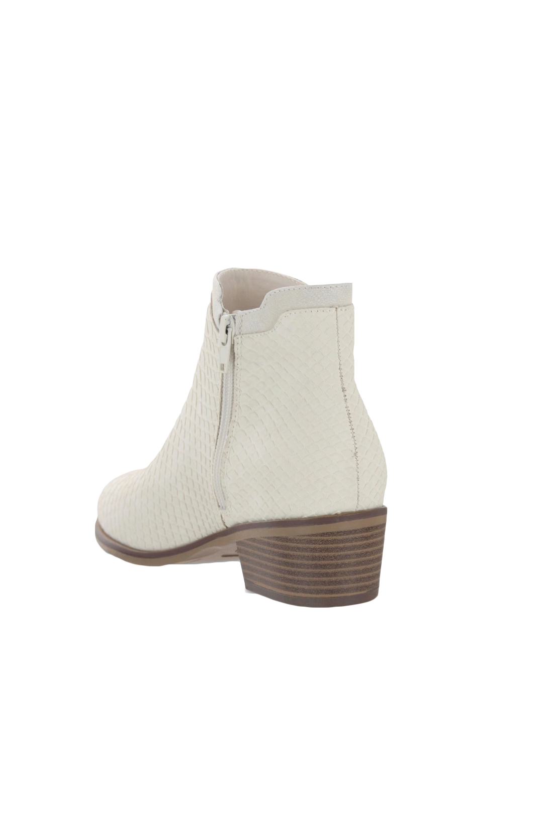 Talya Bootie in Ivory- back left side view