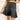 Frontal view of the Make It Mine Skort that features a black silk material, a high-rise fit, an elastic waist band, a flowy ruffle bottom, a shorts lining, and a back zipper closure.