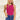 Frontal view of the West Side Bodysuit that features a magenta cotton material, a round neckline, a sleeveless design with thick straps, a bikini bottom, and a snap closure.