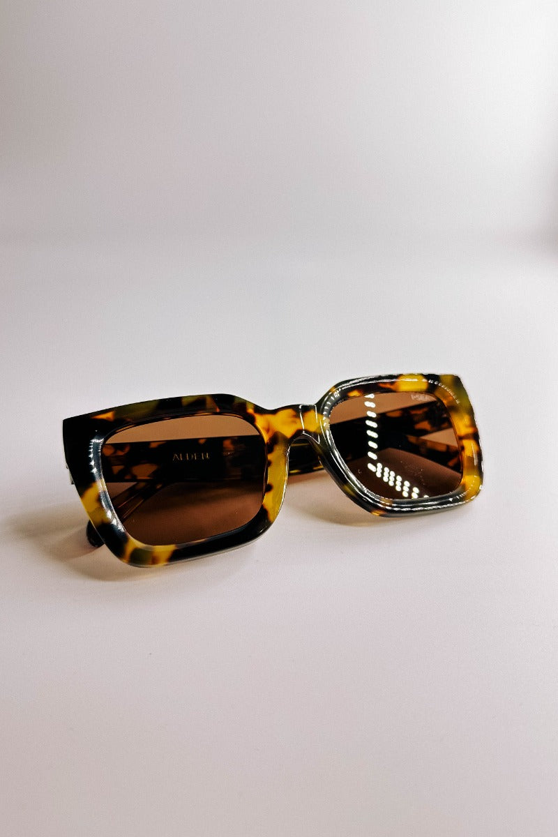Front view of the I-Sea: Alden Sunglasses in Brown Tortoise which features brown tortoise frames with brown lenses.