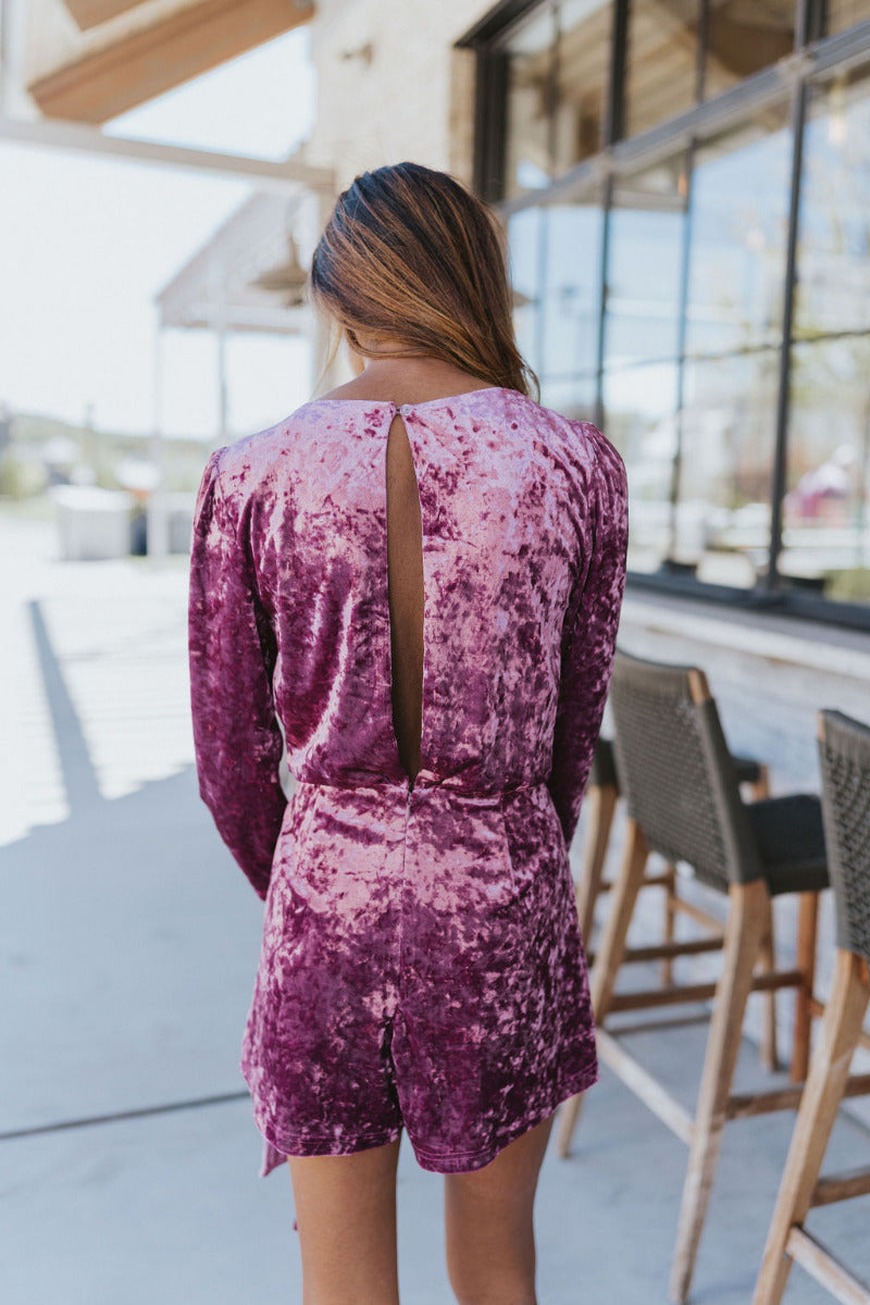 Supernova Velvet Romper in Plum Lizard Thicket1
