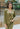 Frontal view of the All Your Life Top that features a green satin material, a collar and lapel, a front button closure, and a long cuffed sleeve.