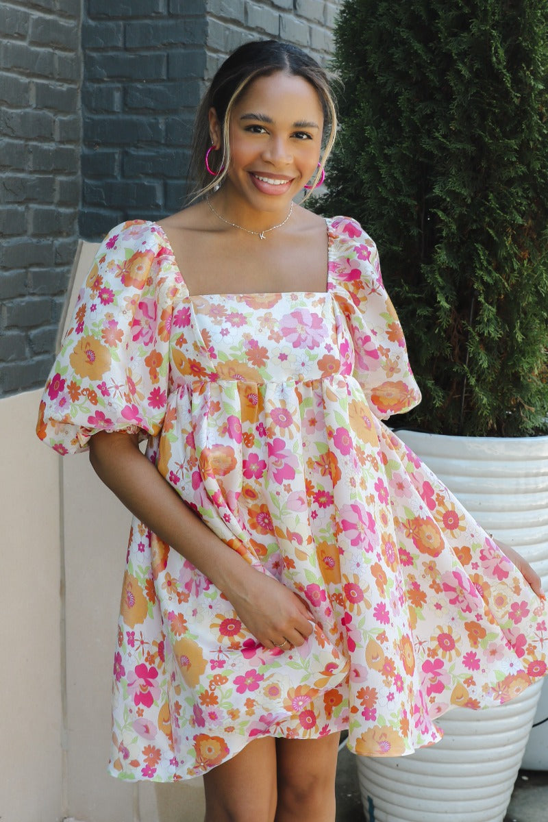 Floral Fields Babydoll Dress - Lizard Thicket