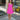 Full body front view of model wearing the Sweet Summertime Dress that features hot pink fabric, a v-neckline, and tie straps