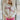 Front view of model wearing the Crazy In Love Sweater that has white knit fabric with a distressed hem, a round neckline,and  long sleeves The sweater says "Crazy in Love" in pink frill fabric