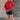 Full body front view of model wearing the Lorelei Red Mock Neck Sweater that has red cable knit fabric, ribbed hem, a high neck with braided details, dropped shoulders and long balloon sleeves.