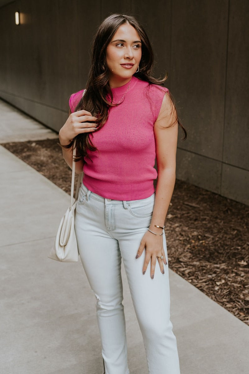 Veronica Hot Pink Sleeveless Sweater Lizard Thicket