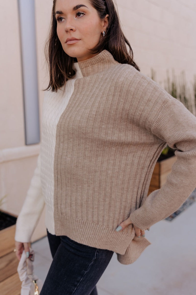 Aria Rust Mock Neck Sleeveless Sweater – LIZARD THICKET