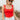 Front view of model wearing the Dream On Ruffle Tank in Red which features red knit fabric, a square neckline, and ruffle straps.