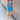 Full body front view of model wearing the Get Ready Dress that has stretchy turquoise fabric, mini length, a round neckline, spaghetti straps.