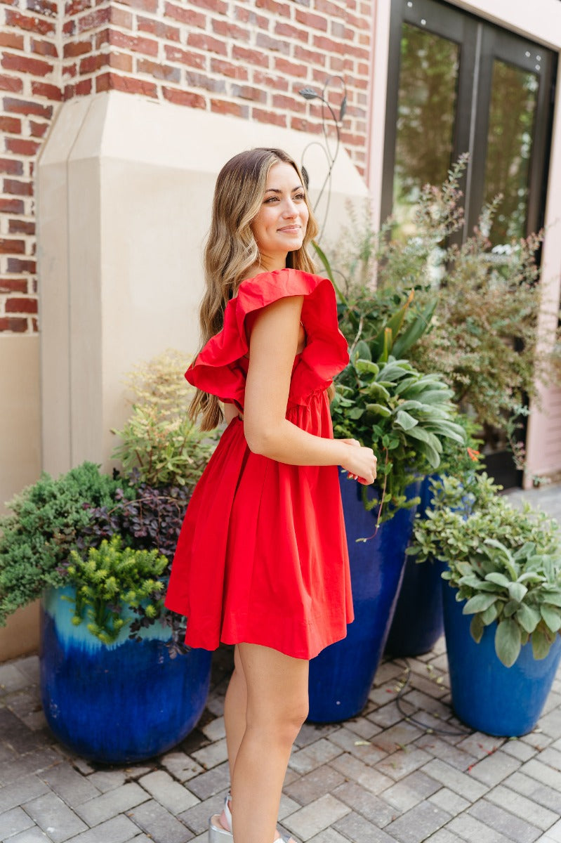 french connection red mini dress French Connection Whisper Boatneck Mini Dress