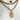 The Dare To Be Necklace features a triple layer chain link with gold hammered medallions.