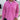 Close up view of model wearing the Breezy Top In Magenta features magenta washed fabric, silver button clasps, collared neckline, distressed hemline and details, dropped shoulder and long sleeves.