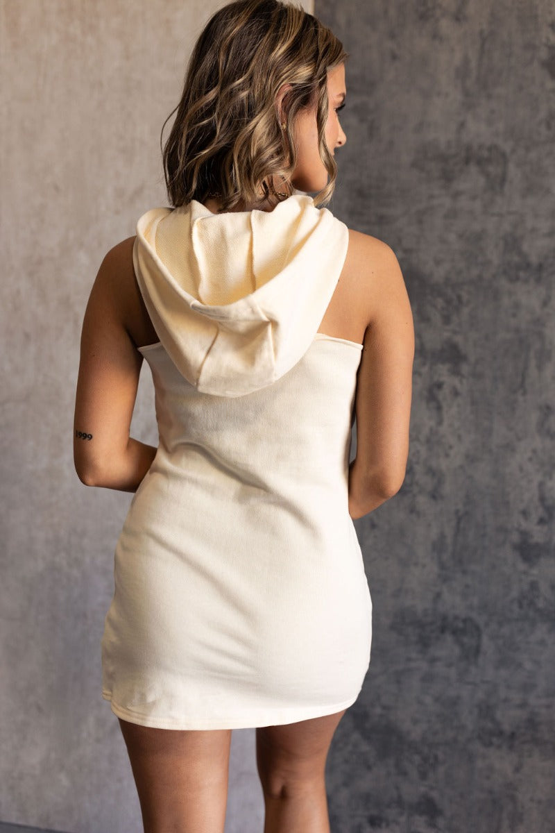 Samantha Cream Knit Hoodie Sleeveless Dress - Lizard Thicket Samantha Cream Knit Hoodie Sleeveless Dress - Lizard Thicket
