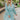 Frontal view of the Sincerely Yours Dress that features a light teal colored material, a collared V neckline, long cuffed sleeves, a smocked waist, a flowy fit, and a mini length.