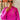 Front view of model wearing The Magenta Haze Sweater features a magenta pink colored knit material, an oversized collar, a V neckline, long cuffed sleeves, and a thick bottom hem.